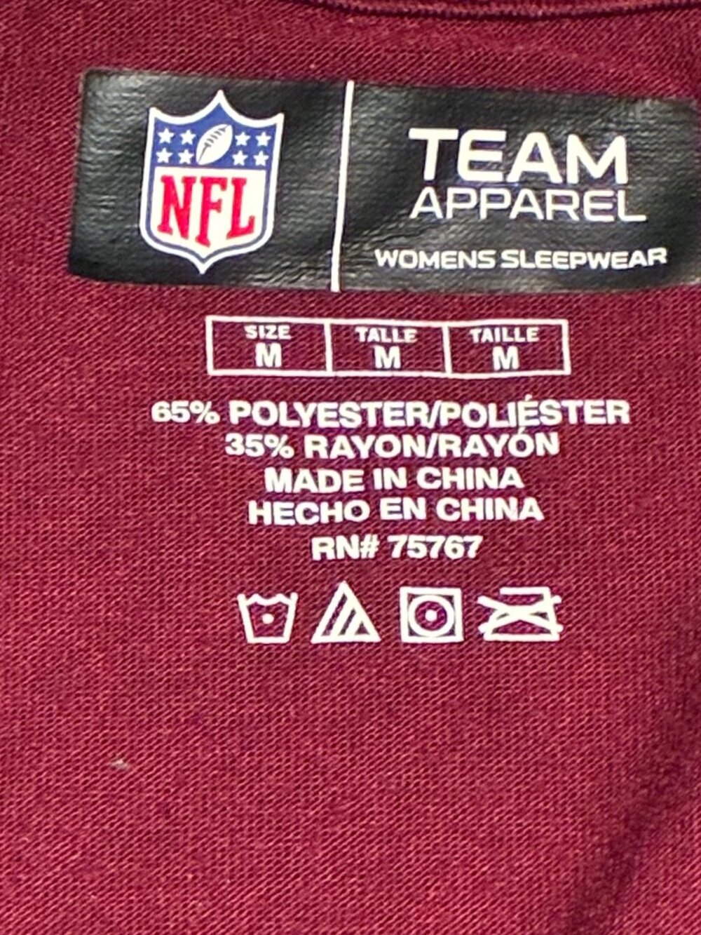 NFL Washington Redskins Pajama Set - MEDIUM - Top and Bottom - Picture 5 of 7